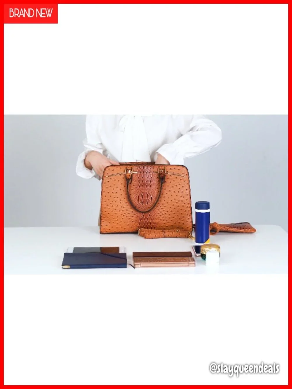 Vegan Leather Satchel Handbag & Wallet Set with Shoulder Strap